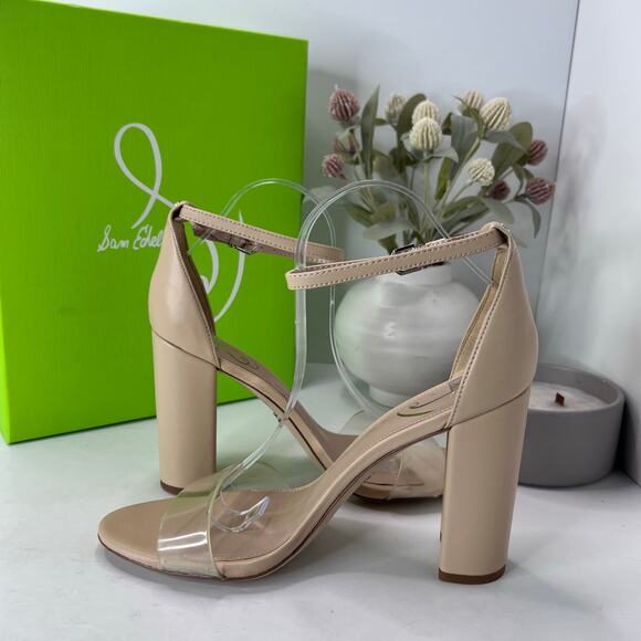 Sam Edelman Yaro Ankle Strap Block Heel Sandal Buckle Almond Women's 9.5 M - Picture 8 of 11